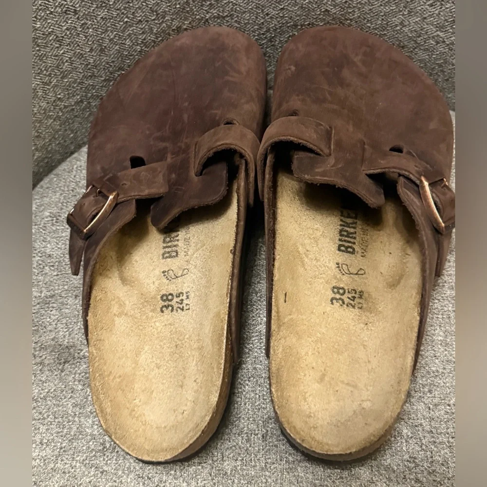Birkenstock Dark Brown Boston Oiled Leather Clogs - size 38 - Picture 2 of 15